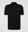 Prada Logo Cotton Polo Shirt In Black