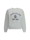 Prada Logo Print Crewneck Sweatshirt In Bianco
