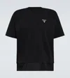 Prada Triangle-logo Cotton T-shirt In Black