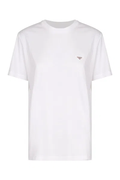 Prada Logo Cotton T-shirt In White