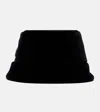Prada Logo Cotton Velvet Bucket Hat In Black