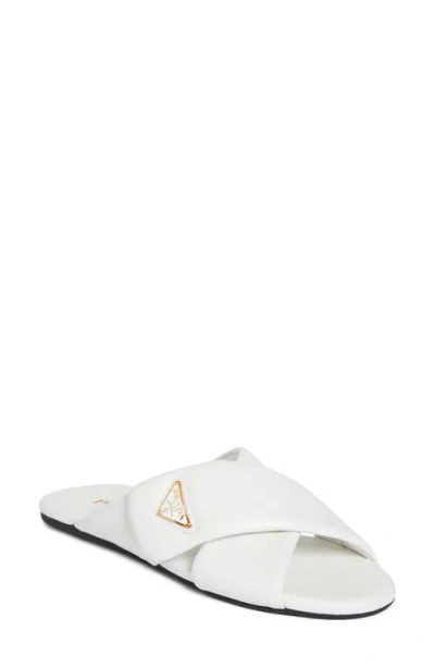 PRADA PRADA LOGO CRISSCROSS SLIDE SANDAL