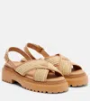 Prada Logo Crochet And Leather Platform Sandals