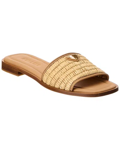 Prada Logo Crochet & Leather Sandal