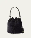 Prada Logo Crochet Bucket Bag In Black
