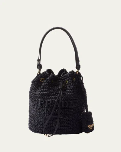 Prada Logo Crochet Bucket Bag