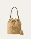 Prada Womens Neutral Logo-embroidered Raffia Bucket Bag In Naturale