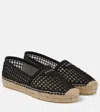 Prada Logo Crochet Espadrilles In Black