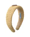 Prada Neutral Triangle-logo Wicker Headband In Neutral