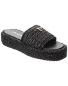 Prada Logo Crochet Platform Sandal In Black