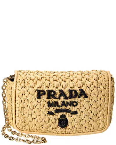 Prada Logo Crochet Shoulder Bag In Brown