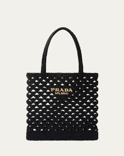 PRADA LOGO CROCHET TOTE BAG