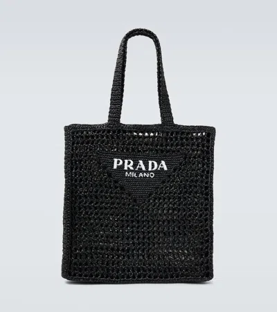 Prada Logo Raffia Tote Bag