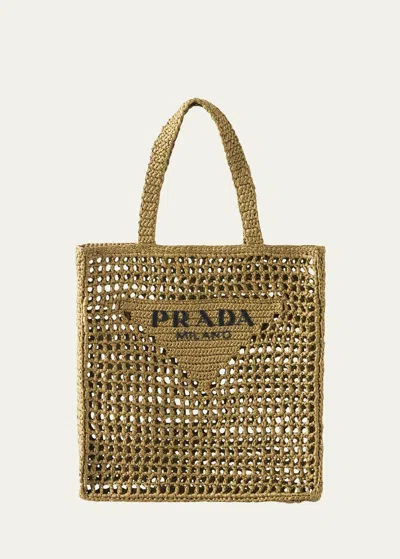 PRADA LOGO CROCHET TOTE BAG