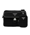 Prada Triangle Logo Re-nylon Messenger Bag In Black