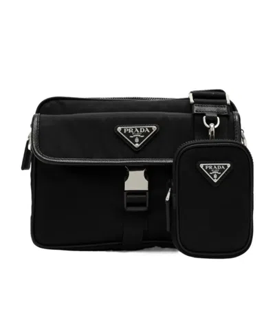 Prada Logo Cross-body Bag In Black