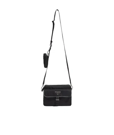 Prada Logo Cross-body Bag In Black