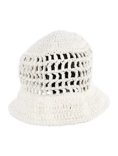 Pre-owned Prada Logo Cut Out Accent Bucket Hat In White