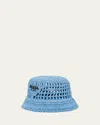Prada Logo Raffia Bucket Hat