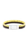Prada Logo-debossed Braided Bracelet In Gelb
