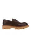Prada Leather Lace-up Loafers Chunky Sole In Brown