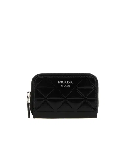Prada Logo-debossed Leather Wallet In Black