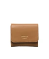 Prada Logo-debossed Leather Wallet In Brown