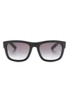 Prada Logo-debossed Square-frame Sunglasses In Black