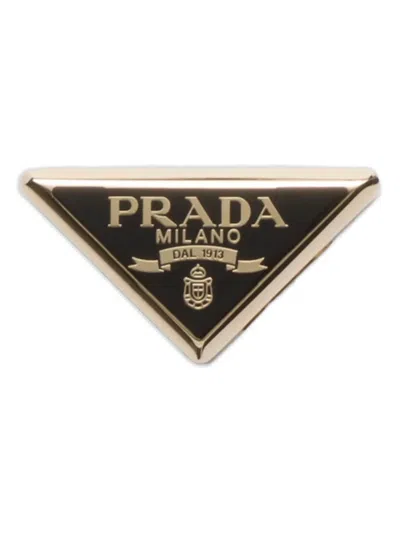 Prada Logo-design Scarf Clip In Gold