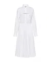 Prada Pleated-skirt Poplin Shirtdress In White