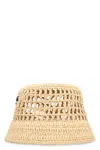 Prada Woven Fabric Bucket Hat In Beige Khaki