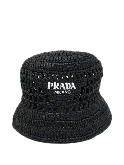 Pre-owned Prada Logo-detail Bucket Hat In Black