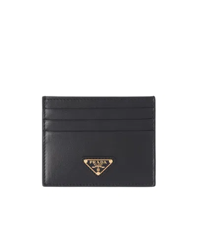 Prada Leather Card Holder In Pink