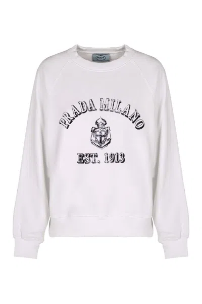Prada Logo Detail Cotton Sweatshirt
