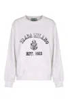 Prada Logo Print Crewneck Sweatshirt In White