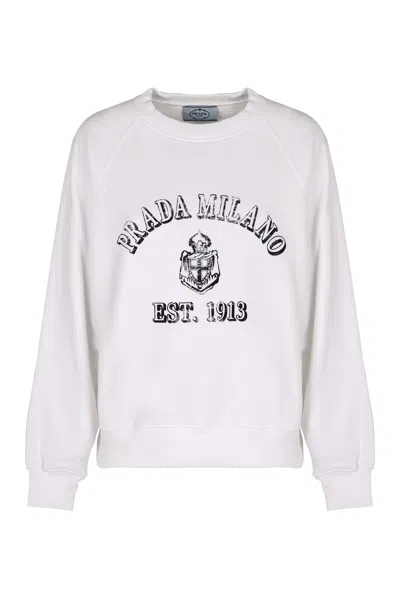 PRADA LOGO DETAIL COTTON SWEATSHIRT