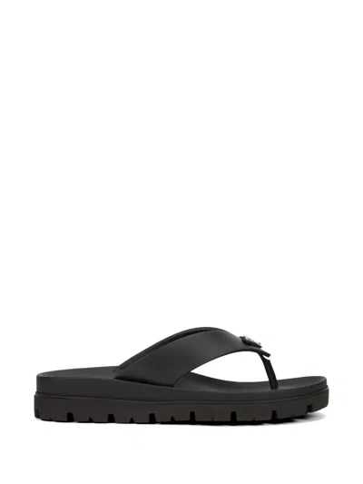 Prada Leather Flip-flop Sandals In Black