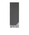Prada Logo-detail Fringed Scarf In Gray