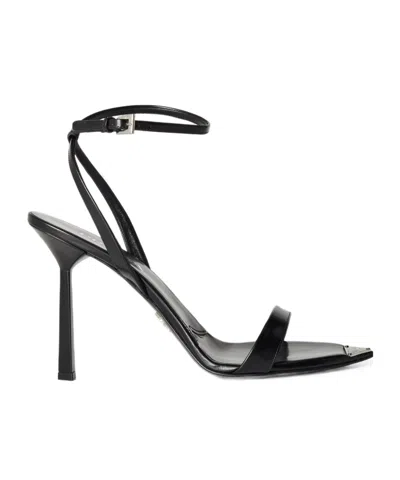 Prada Logo Detail Heeled Sandals In Black