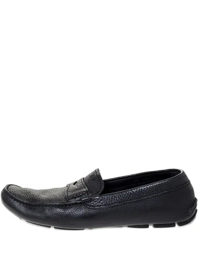 Pre-owned Prada Logo-detail Leather Loafers In Black