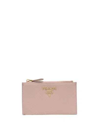 Prada Logo-detail Leather Purse In Neutrals