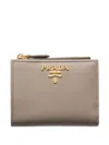 Prada Logo-detail Saffiano Leather Wallet In Gray