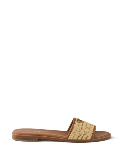 Prada Logo-detail Sandals In Brown