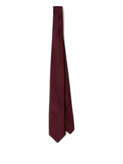 Prada Logo-detail Satin Tie In Red