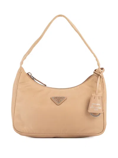 Pre-owned Prada Logo-detail Shoulder Bag In Neutral