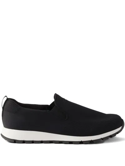 Prada Logo-detail Slip-on Sneakers In Black