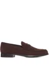Prada Logo-detail Suede Loafers In Brown