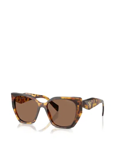Prada Logo-detail Sunglasses In Brown
