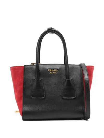 Prada Logo-detail Tote Bag In Black