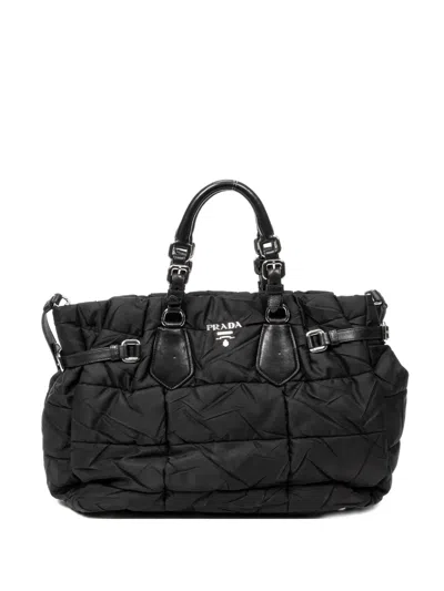 Pre-owned Prada Logo-detail Tote Bag In Black